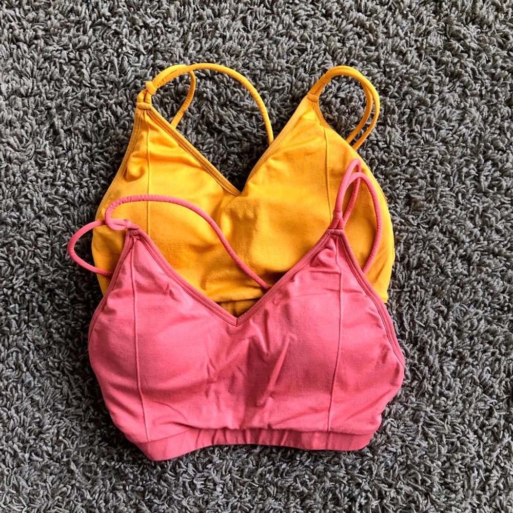 Fabletics Size S- Pink And Yellow 2 Workout Bras